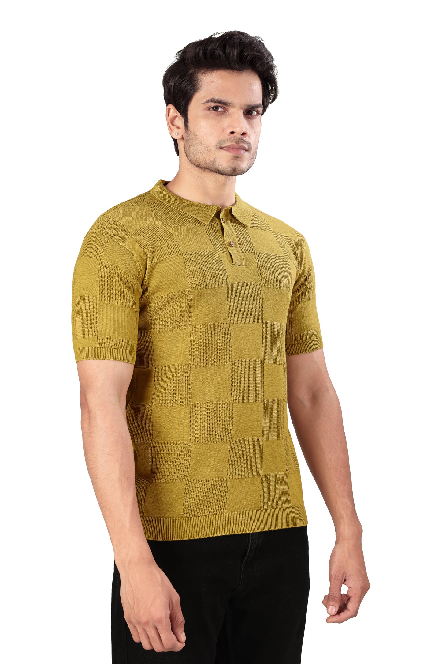 Tim Cooper Switzerland Men’s Mustard Yellow Textured Sweat T-Shirt