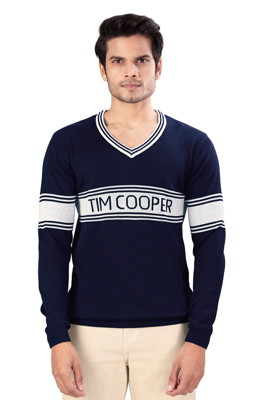 Tim Cooper Switzerland Men’s Navy Blue V-Neck Pullover T-shirt