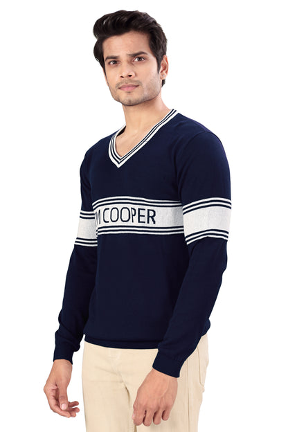 Tim Cooper Switzerland Men’s Navy Blue V-Neck Pullover T-shirt