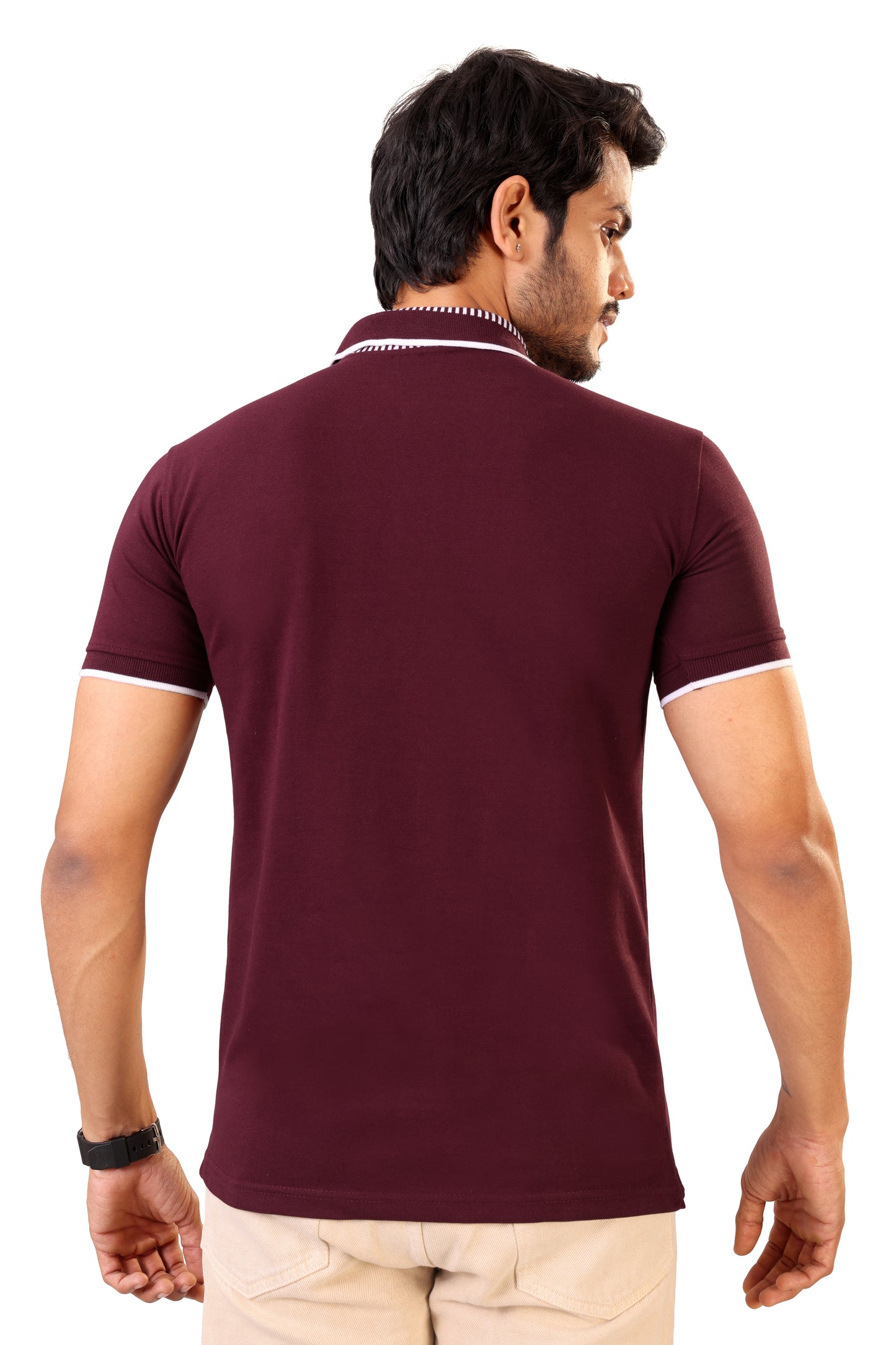 Tim Cooper Classic Maroon Polo Casual Look