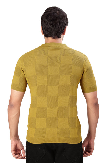 Tim Cooper Switzerland Men’s Mustard Yellow Textured Sweat T-Shirt