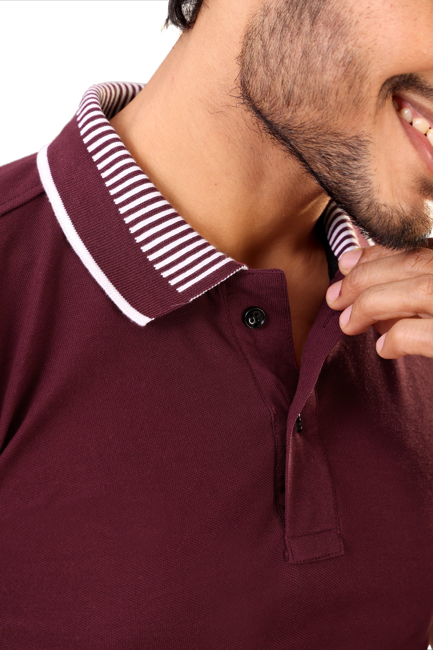 Tim Cooper Classic Maroon Polo Casual Look