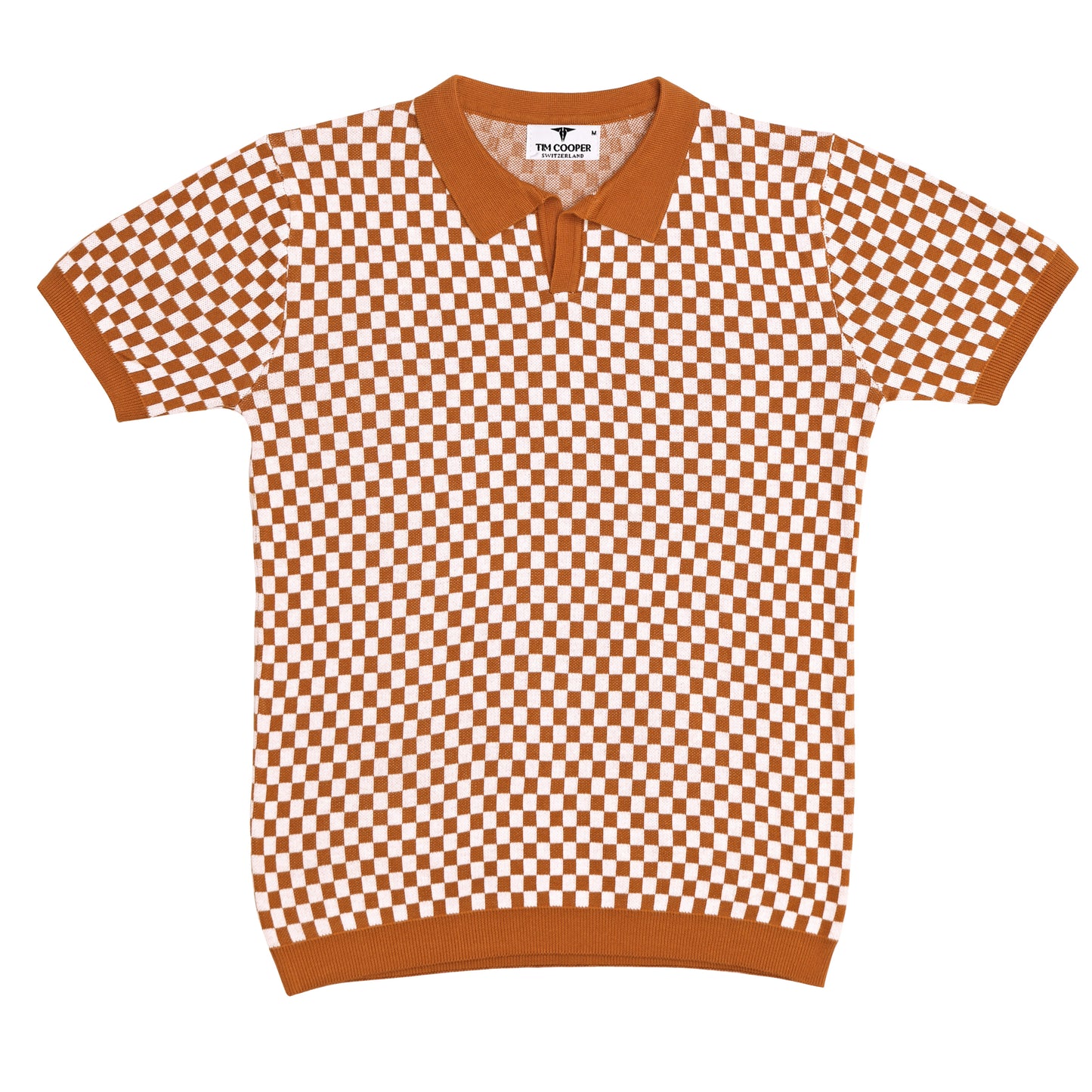 Tim Cooper Switzerland Men’s Rust & White Checkered Knit Sweat Shirt