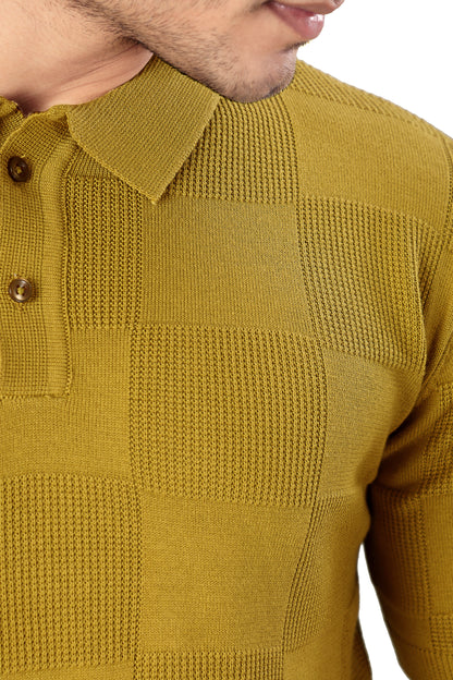 Tim Cooper Switzerland Men’s Mustard Yellow Textured Sweat T-Shirt