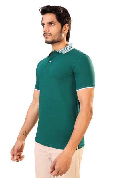 Tim Cooper Teal Green Polo T-Shirt with Contrast Collar