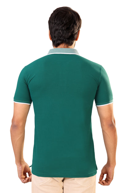 Tim Cooper Teal Green Polo T-Shirt with Contrast Collar