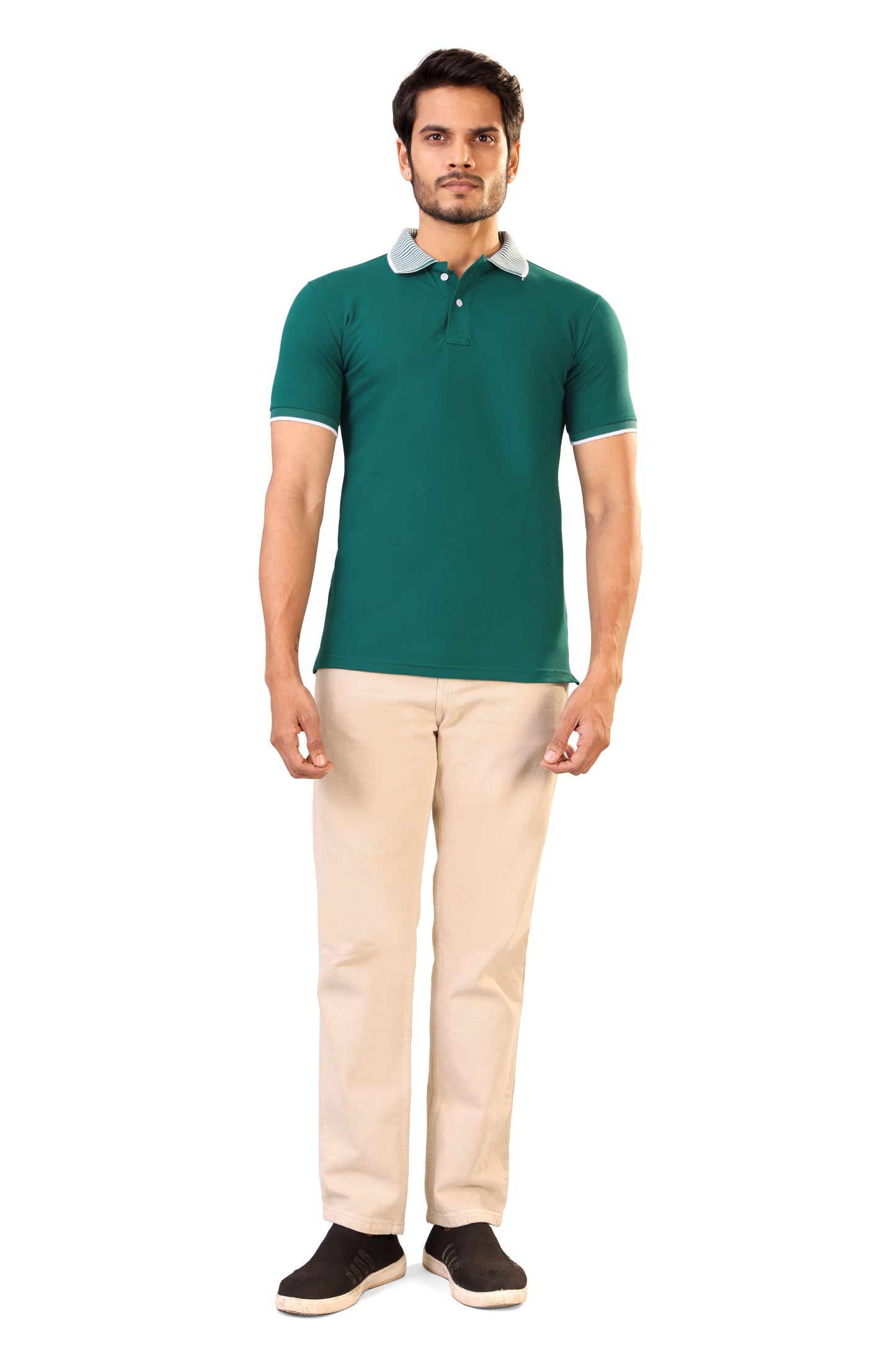 Tim Cooper Teal Green Polo T-Shirt with Contrast Collar