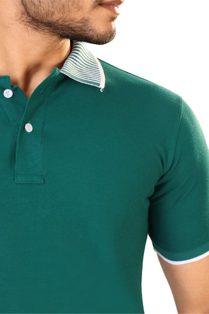 Tim Cooper Teal Green Polo T-Shirt with Contrast Collar