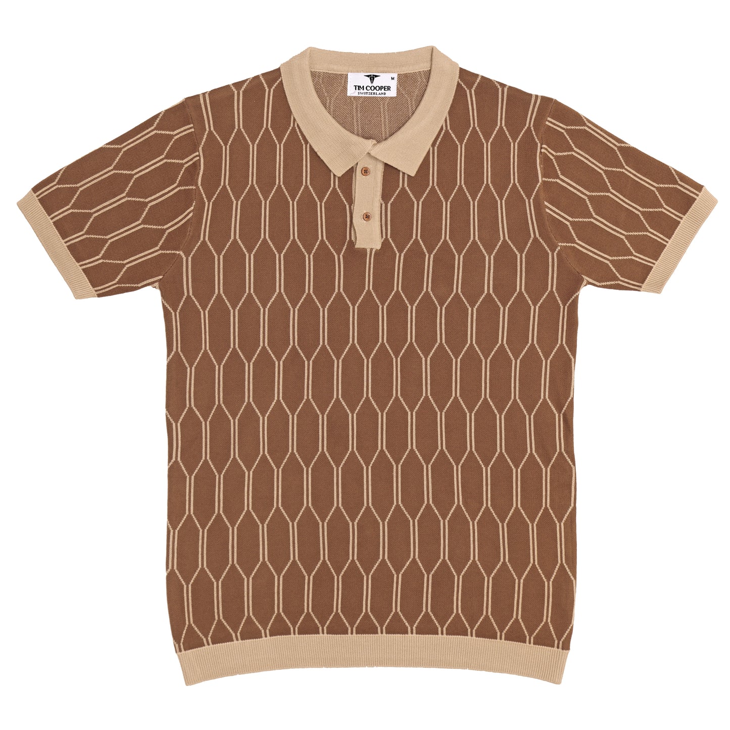 Tim Cooper Switzerland Men’s Brown Geometric Knit Sweat T-Shirt