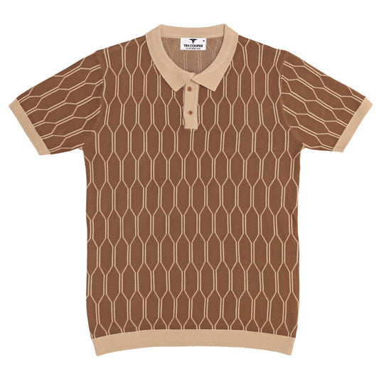 Tim Cooper Switzerland Men’s Brown Geometric Knit Sweat T-Shirt