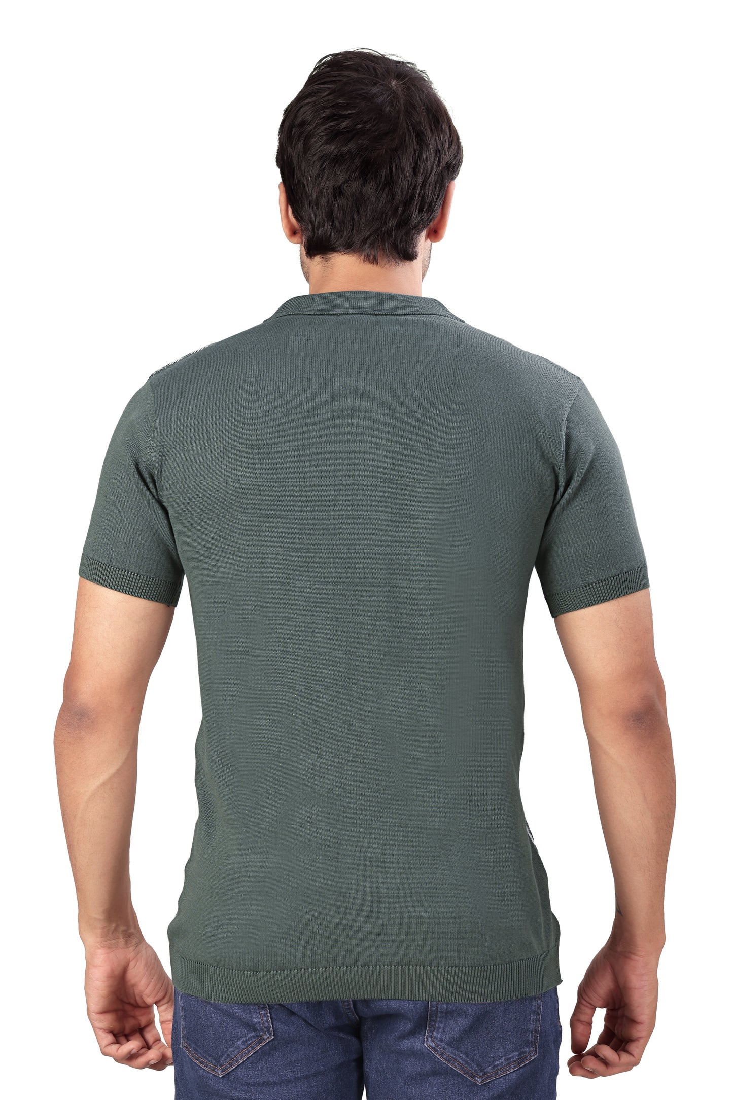 Tim Cooper Switzerland Men’s Knitted Polo T-Shirt with Geometric Check Pattern