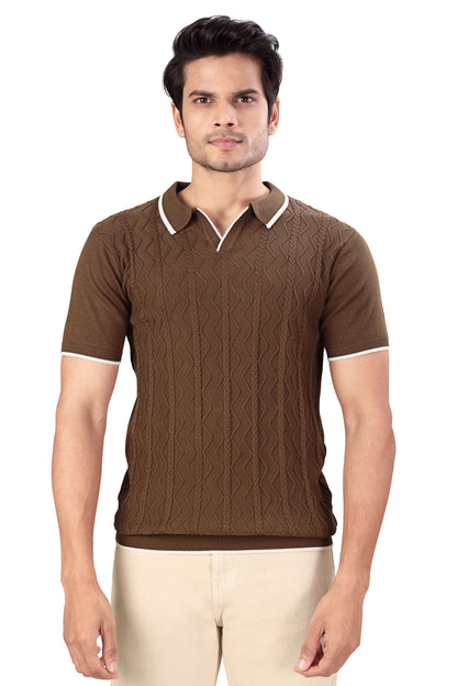 Tim Cooper Switzerland Men's Brown Cable-Knit