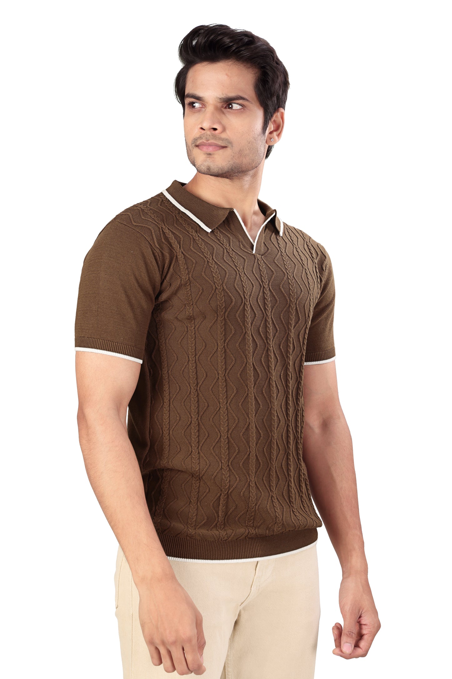 Tim Cooper Switzerland Men's Brown Cable-Knit