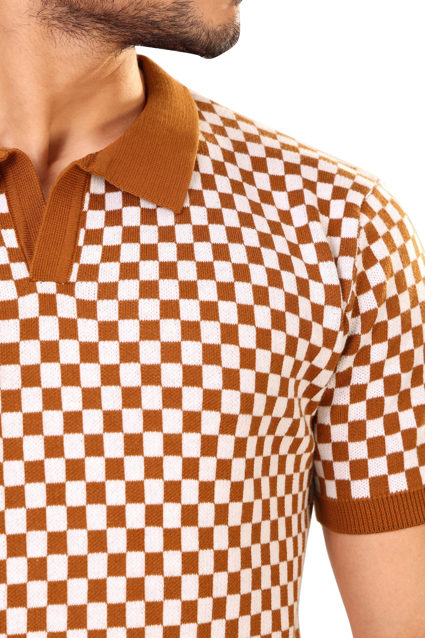 Tim Cooper Switzerland Men’s Rust & White Checkered Knit Sweat Shirt