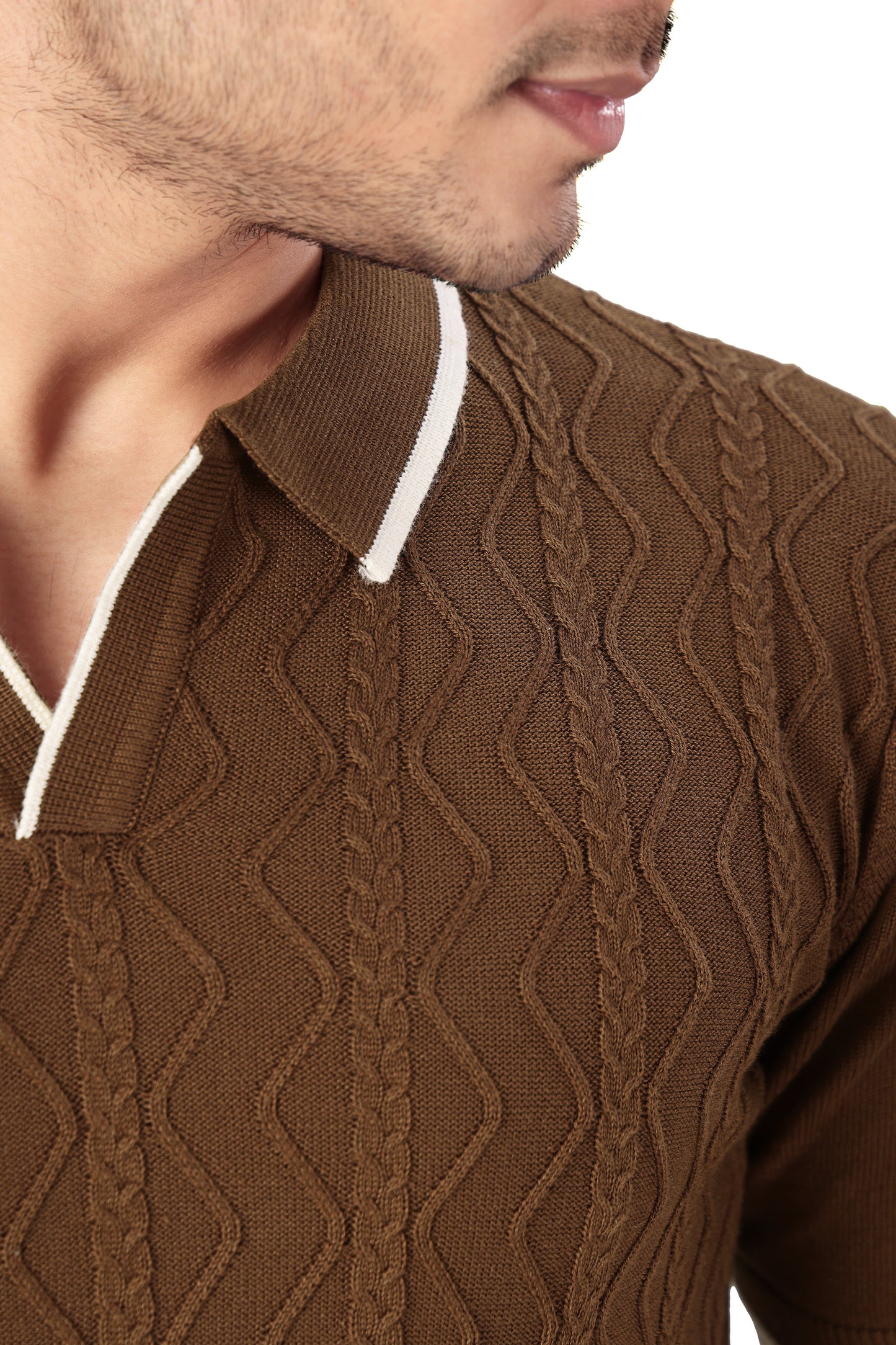 Tim Cooper Switzerland Men's Brown Cable-Knit