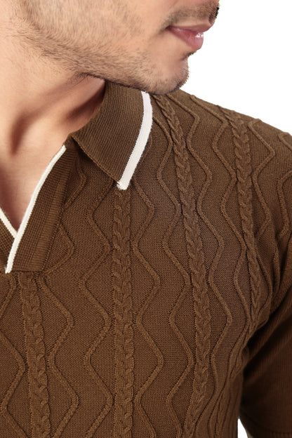 Tim Cooper Switzerland Men's Brown Cable-Knit