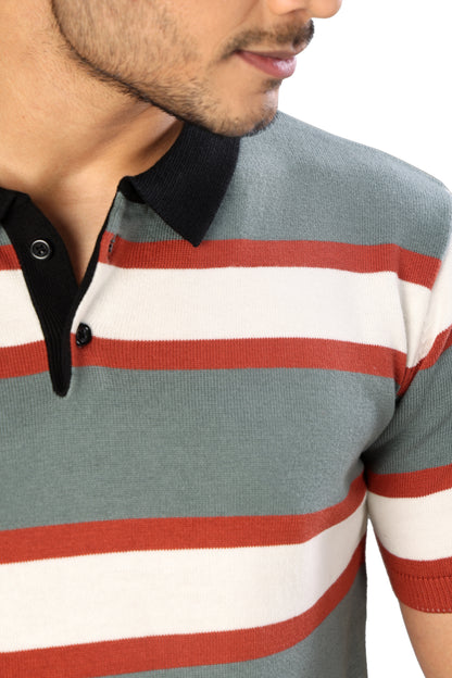 Tim Cooper Switzerland Men’s Casual Striped Polo T-shirt