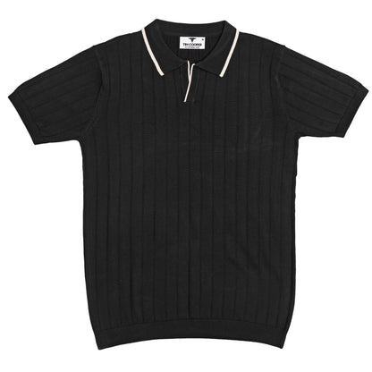 Tim Cooper Switzerland Men’s Black Short-Sleeve Sweat T-Shirt with Contrast Collar