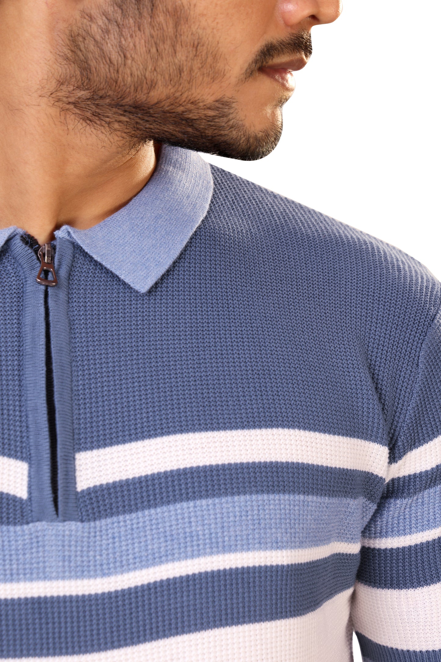 Tim Cooper Switzerland Men’s Blue & White Striped Panel Sweat T-Shirt