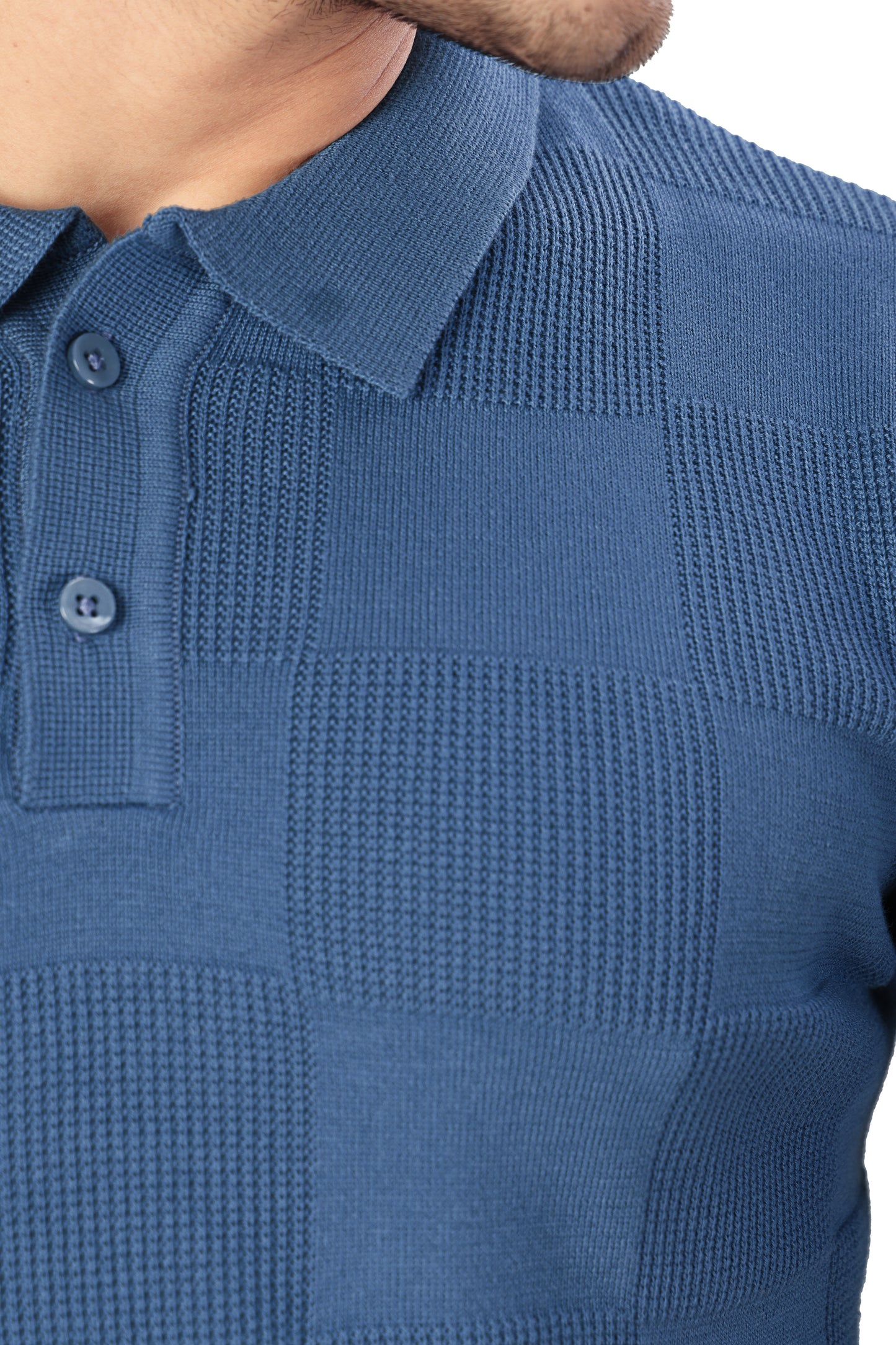 Tim Cooper Switzerland Men’s Blue Textured Knit Polo T-Shirt