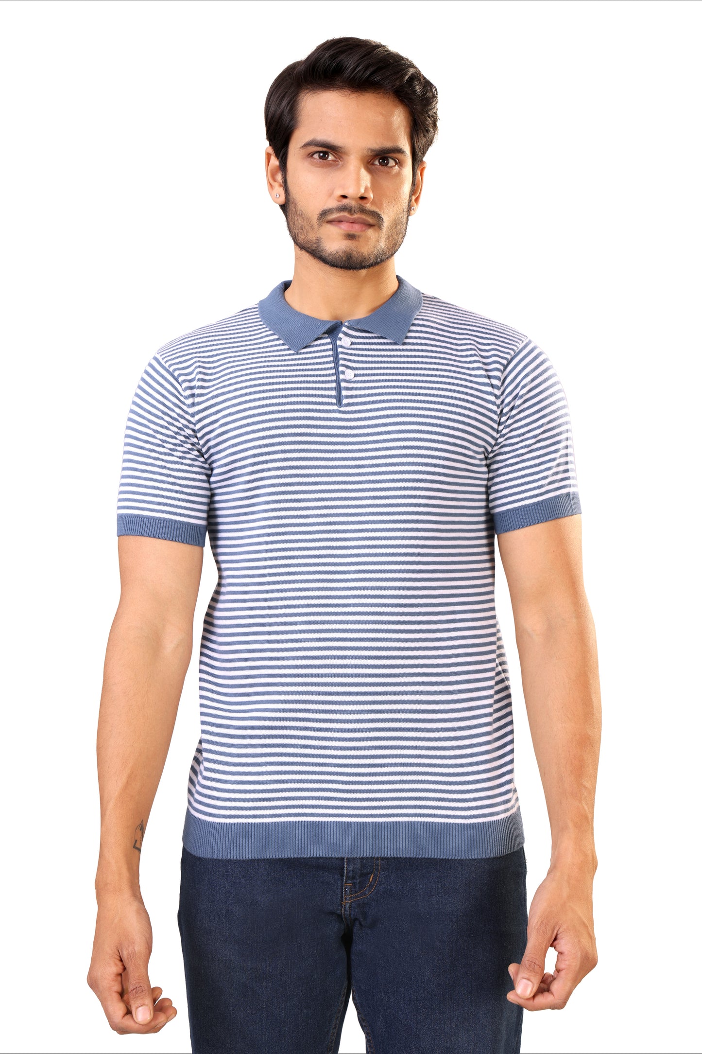 Tim Cooper Switzerland Men’s Blue & White Striped Sweat T-Shirt