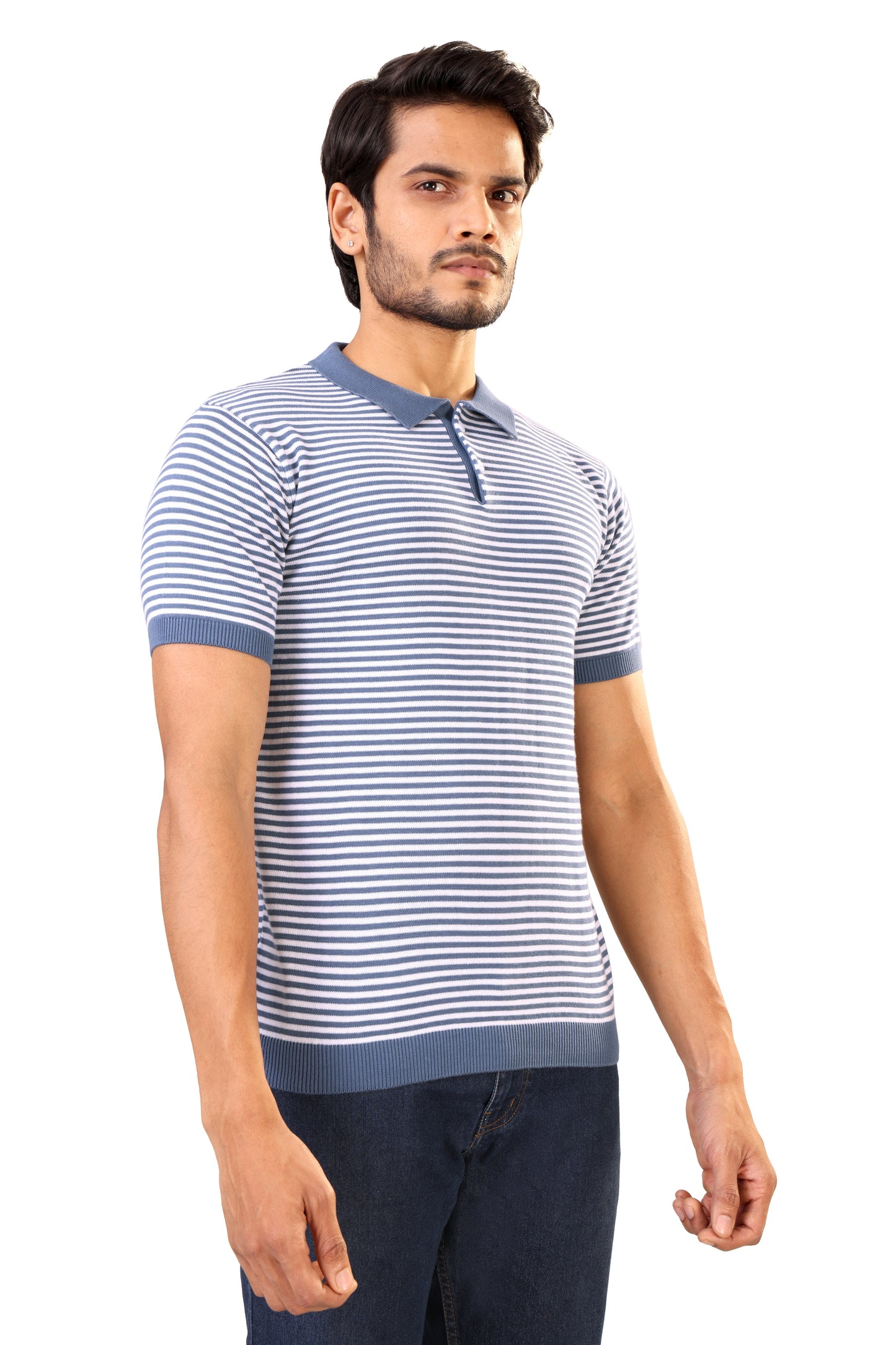 Tim Cooper Switzerland Men’s Blue & White Striped Sweat T-Shirt