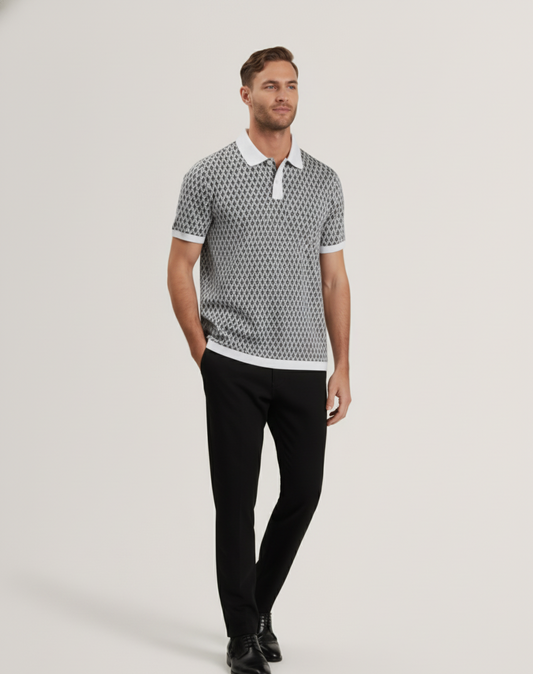 Tim Cooper Switzerland Patterned Sweat T-Shirt with White Trim