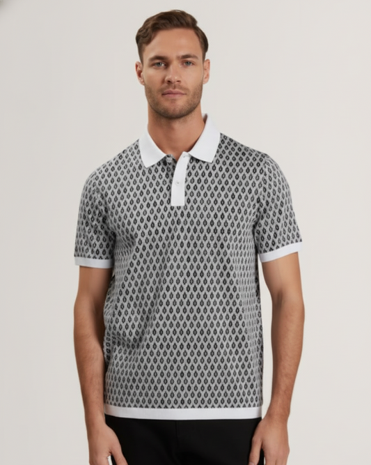 Tim Cooper Switzerland Patterned Sweat T-Shirt with White Trim