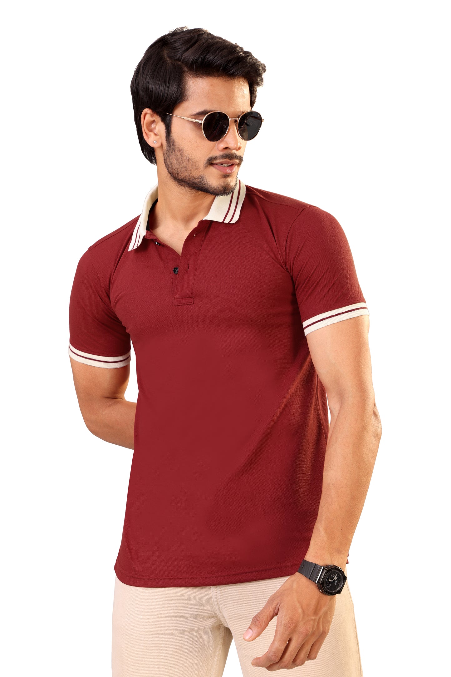 Tim Cooper Smart Casual Maroon Polo Style