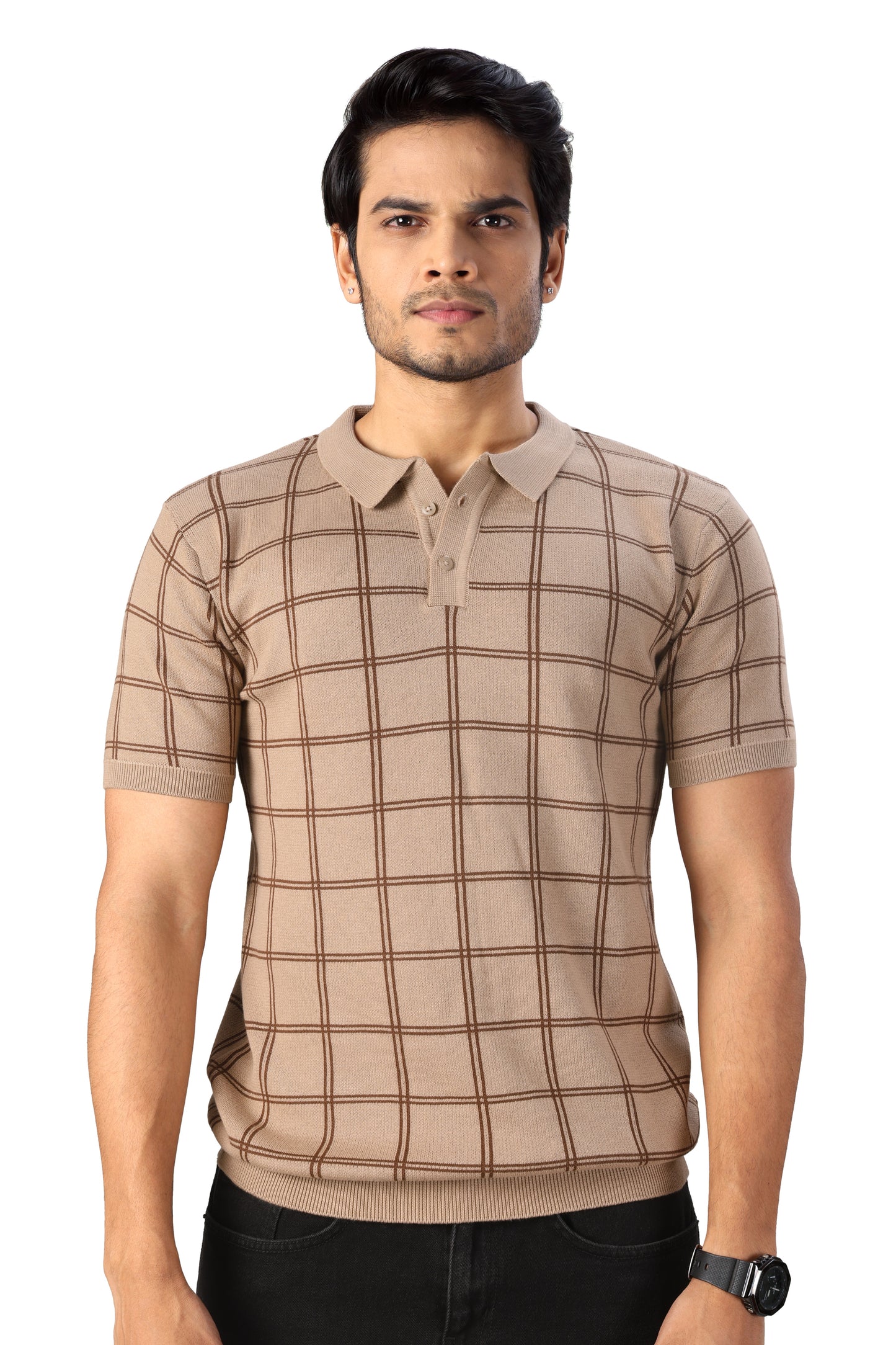 Tim Cooper Switzerland Men’s Beige Checkered Polo Style
