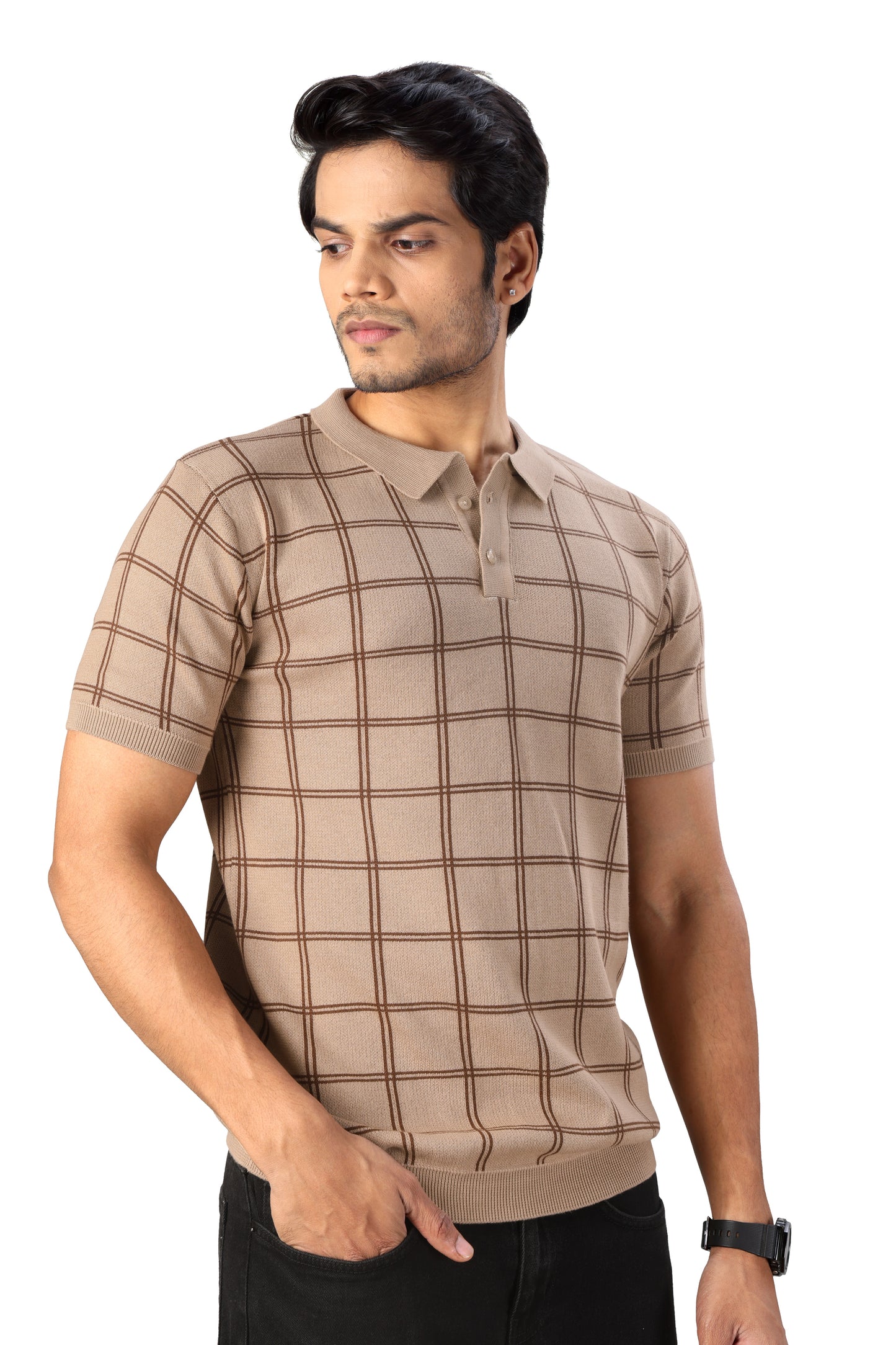 Tim Cooper Switzerland Men’s Beige Checkered Polo Style