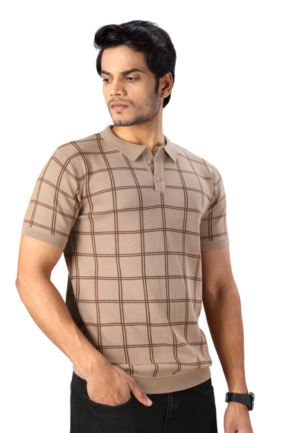 Tim Cooper Switzerland Men’s Beige Checkered Polo Style