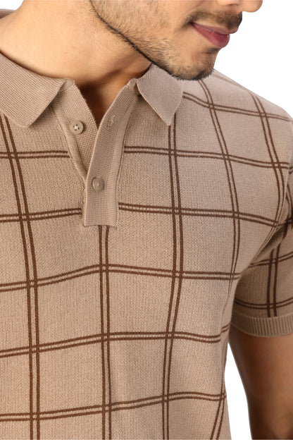 Tim Cooper Switzerland Men’s Beige Checkered Polo Style
