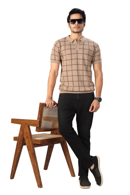 Tim Cooper Switzerland Men’s Beige Checkered Polo Style