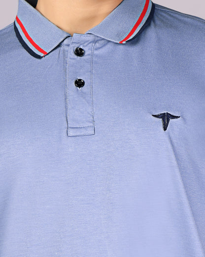 Tim Cooper Rich Club Men's Sky Blue with red and black tipping Polo T-Shirt
