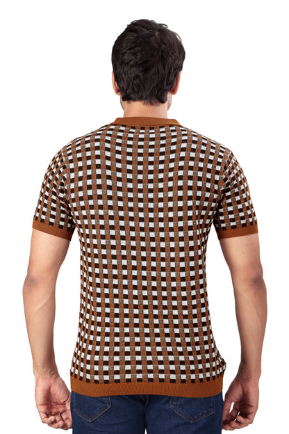 Tim Cooper Switzerland Checkered Polo T-Shirt with Contrast Collar