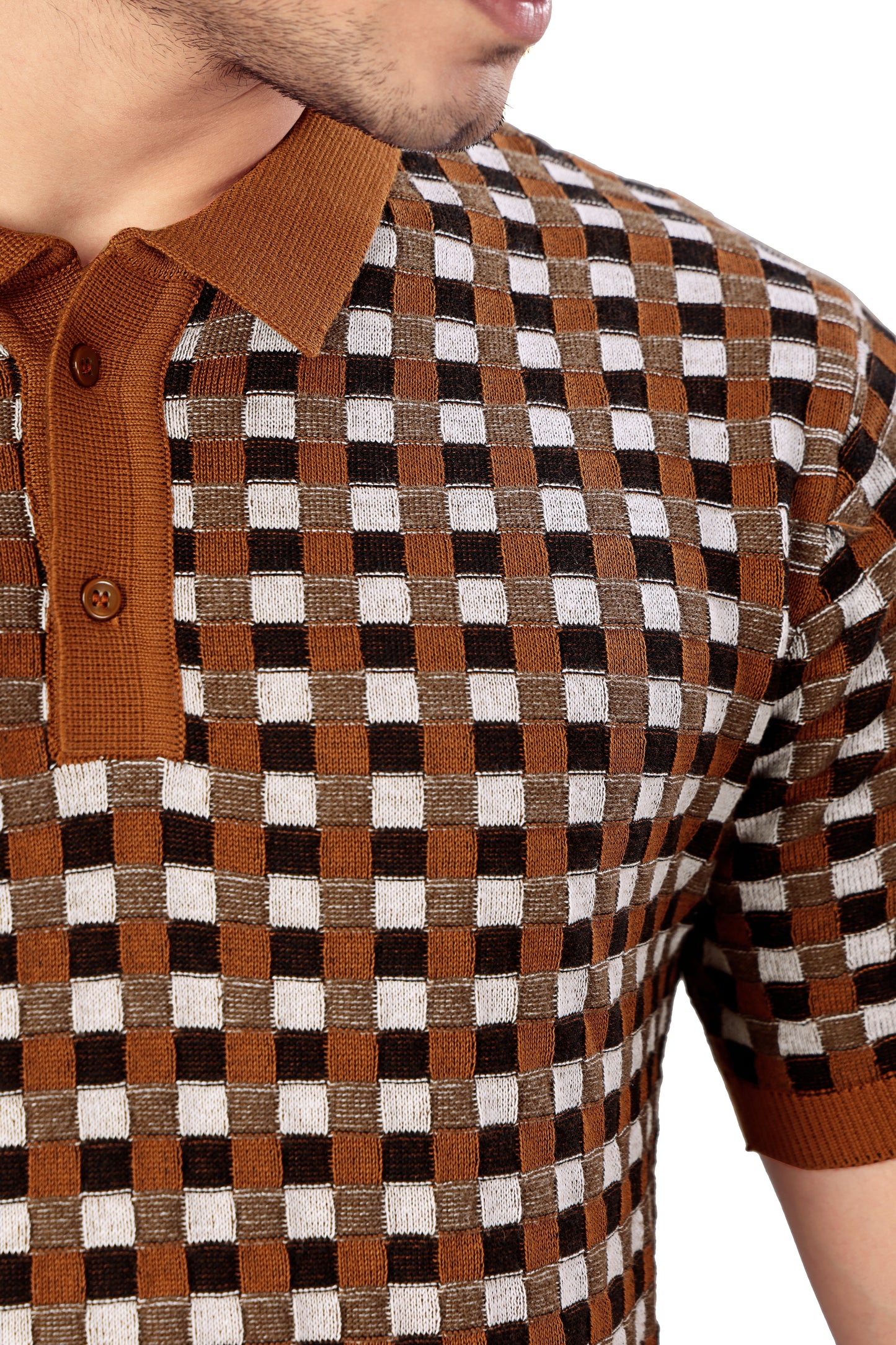 Tim Cooper Switzerland Checkered Polo T-Shirt with Contrast Collar