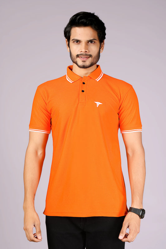 Tim Cooper Switzerland Men’s Bright Orange Polo T-Shirt with Contrast Trim