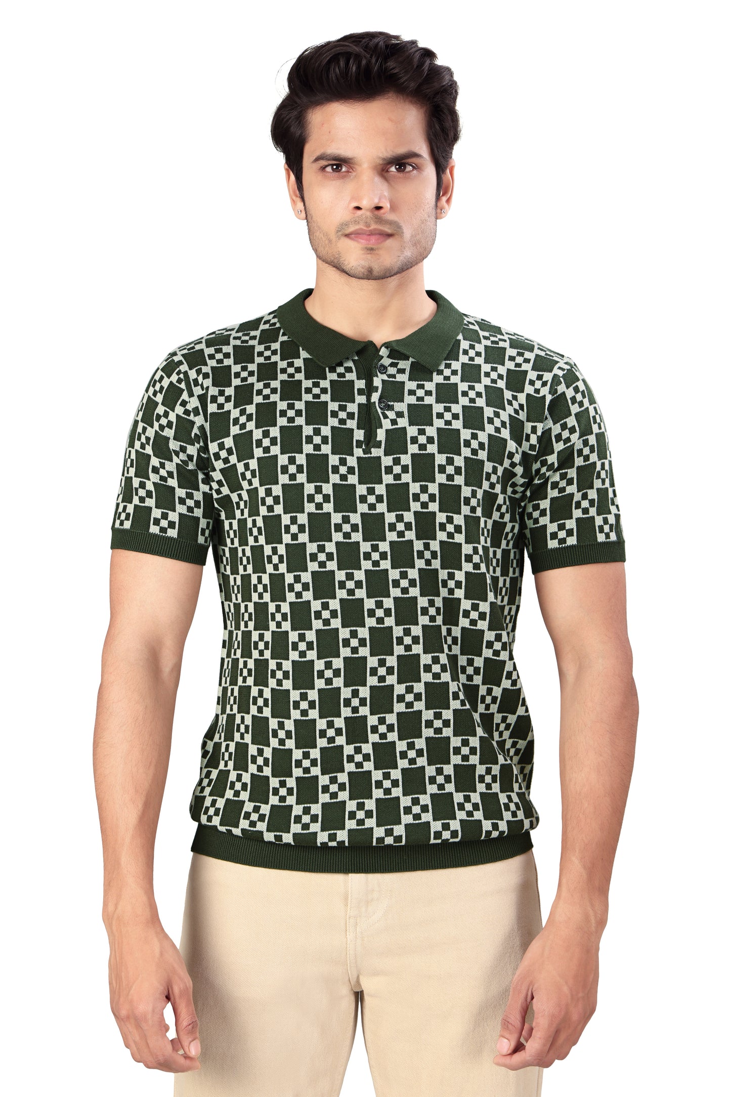 Tim Cooper Switzerland Men’s Olive Green Printed Polo T-Shirt