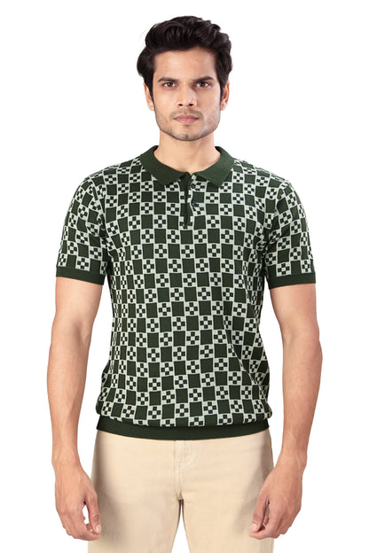 Tim Cooper Switzerland Men’s Olive Green Printed Polo T-Shirt