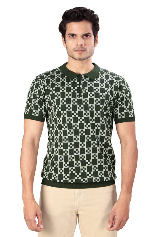 Tim Cooper Switzerland Men’s Olive Green Printed Polo T-Shirt