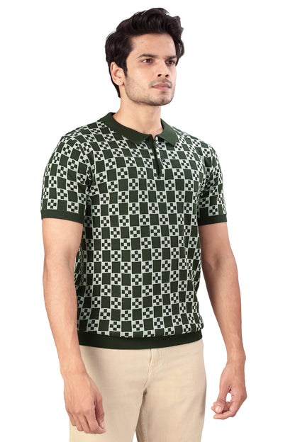 Tim Cooper Switzerland Men’s Olive Green Printed Polo T-Shirt