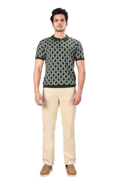 Tim Cooper Switzerland Men’s Olive Green Printed Polo T-Shirt