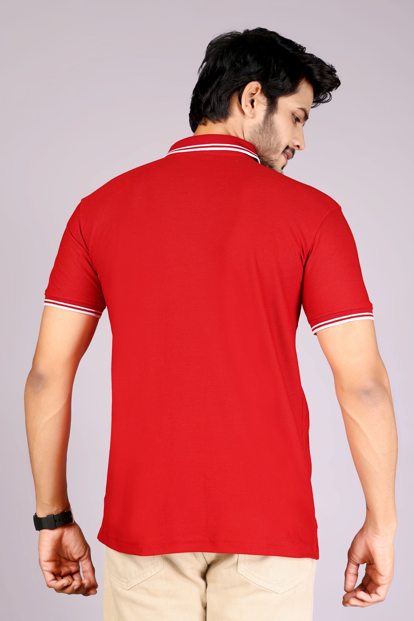 Tim Cooper Switzerland Men’s Red Classic Polo T-Shirt with Contrast Trim