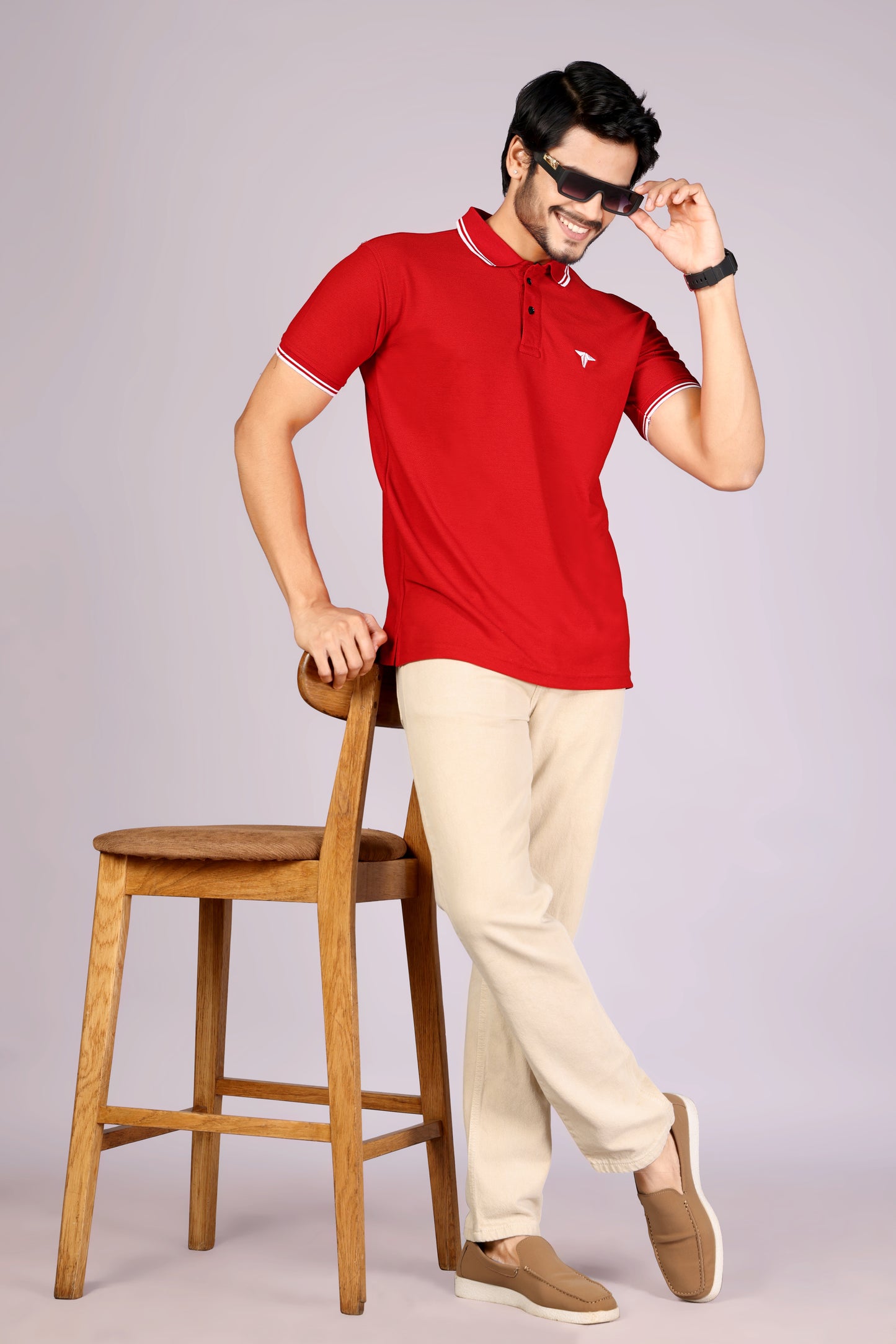 Tim Cooper Switzerland Men’s Red Classic Polo T-Shirt with Contrast Trim