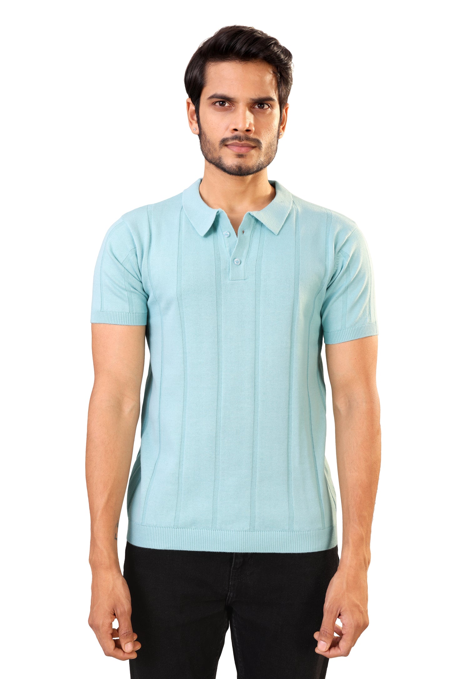 Tim Cooper Switzerland Men’s Light Aqua Knitted Sweat T-Shirt