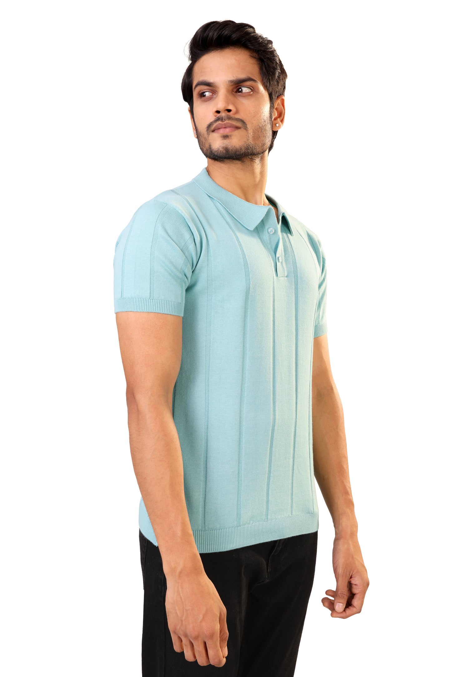 Tim Cooper Switzerland Men’s Light Aqua Knitted Sweat T-Shirt
