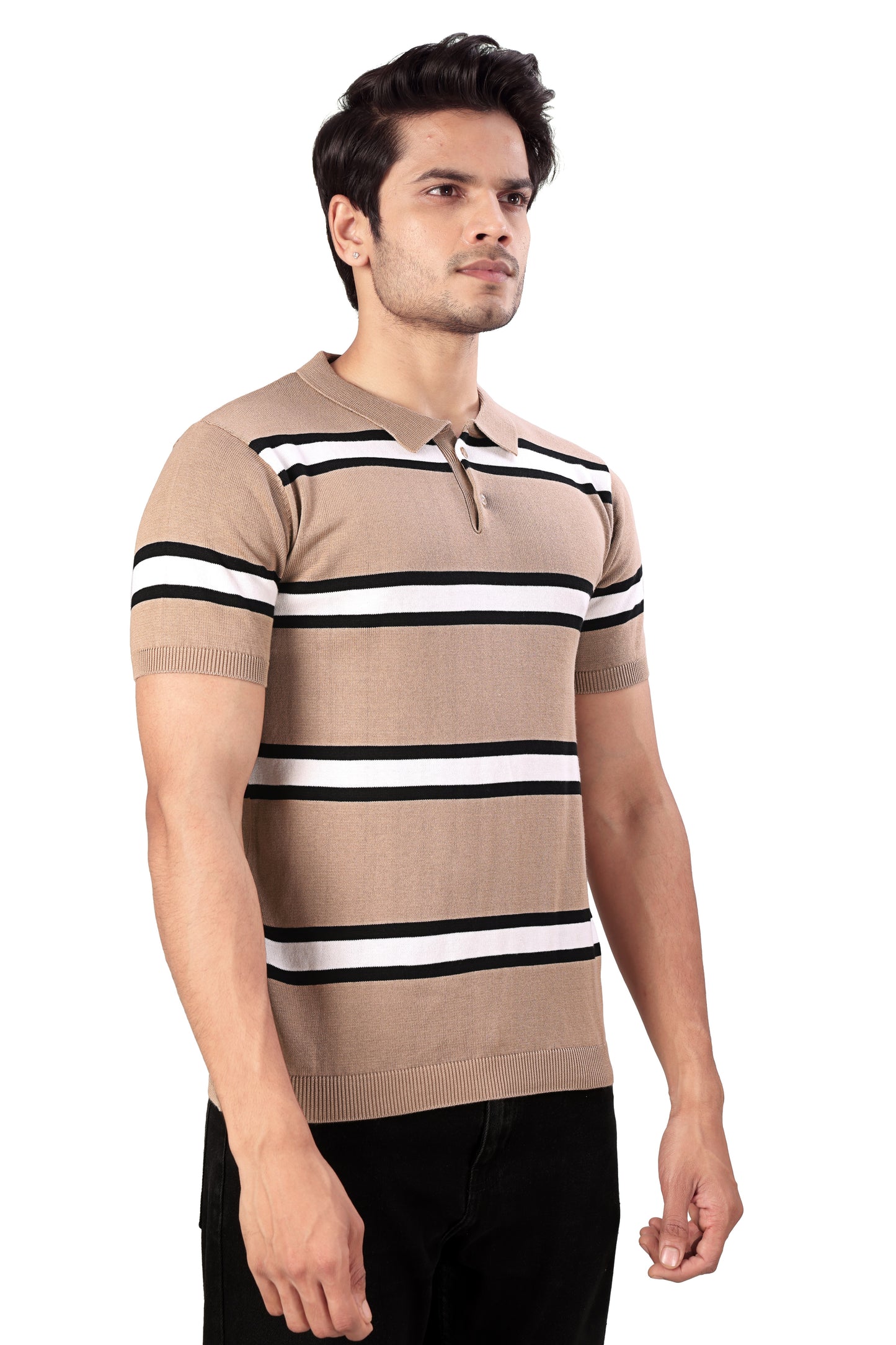 Tim Cooper Switzerland Men’s Beige Striped Polo T-Shirt