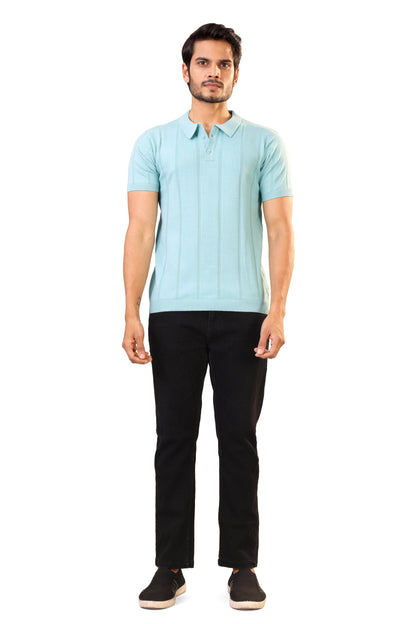 Tim Cooper Switzerland Men’s Light Aqua Knitted Sweat T-Shirt