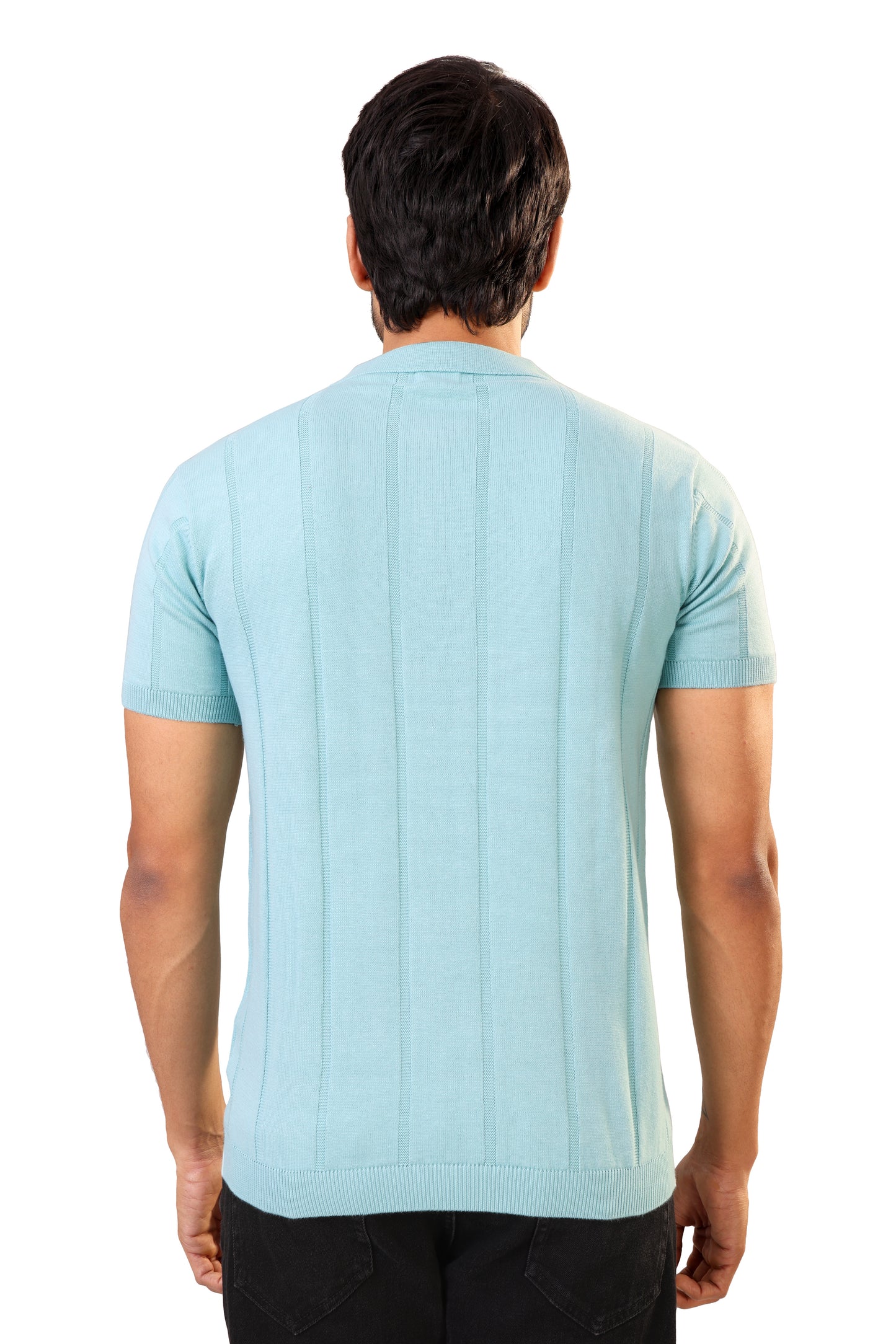Tim Cooper Switzerland Men’s Light Aqua Knitted Sweat T-Shirt